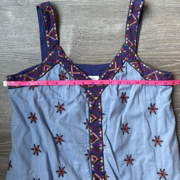 Sundance Blue Boho Wandering Soul Embroidered Midi Sleeveless Dress MP - Picture 10 of 12